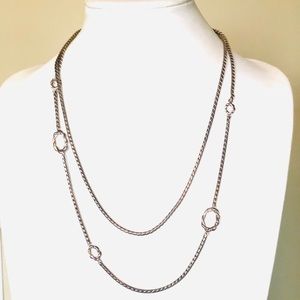 Vintage Silver Monet 2 Strand Flat Chain Necklace